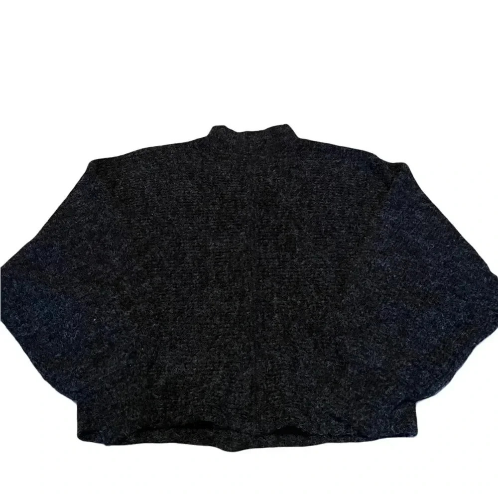 Double Zero Mock Neck Sweater Womens Medium Dark Grey Knit Soft Stretch Cozy